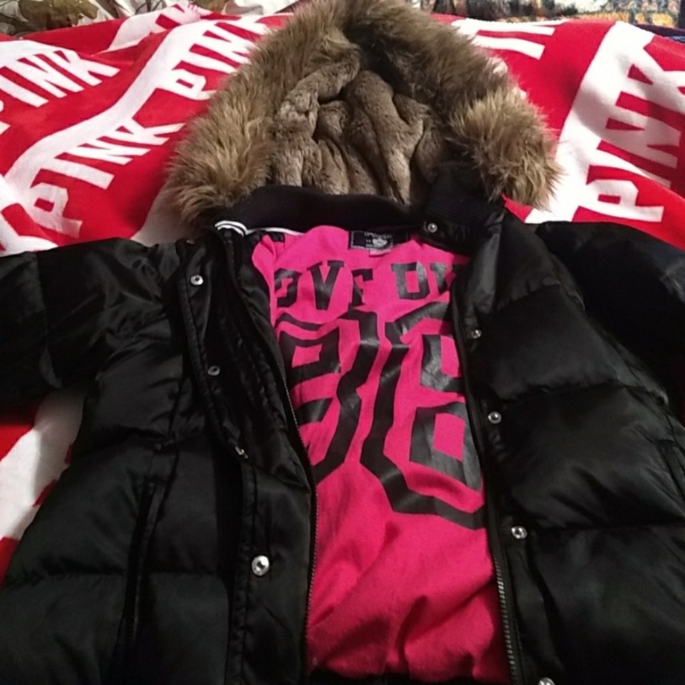 VS Pink puffer coat